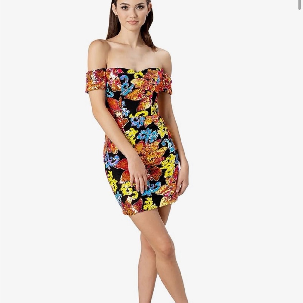 Petite - Dress the Population Sequin Mini Dress - NEW + Hemmed Extra Short